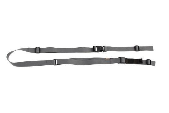 Forward Controls Design 2-point carbine sling. Grey with black tab.